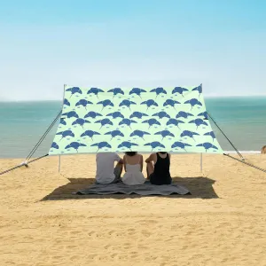 Stingrays Pattern Beach Canopy Tent Anti-UV & Wind Resistant, Camping Sun Shelter Easy Setup Portable,Outdoor Shade Tents with Sandbags,Sand Shovels,Ground Pegs & Stability Poles