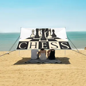 Stylish Chess Pieces Chessboard Beach Camping Tent Sun Shelter for Whole Family, Beach Shade Canopy with UPF50  UV Protection,Easy Set Up and Carry,Outdoor Shade for Trips, Fishing, Backyard Fu