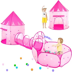 Sumbababy Pop Up Kids Play Tent with Tunnel - Ball Pit for Boys, Girls and Toddlers - 3 in 1 Playhouse Kids Indoor Outdoor Tents Set