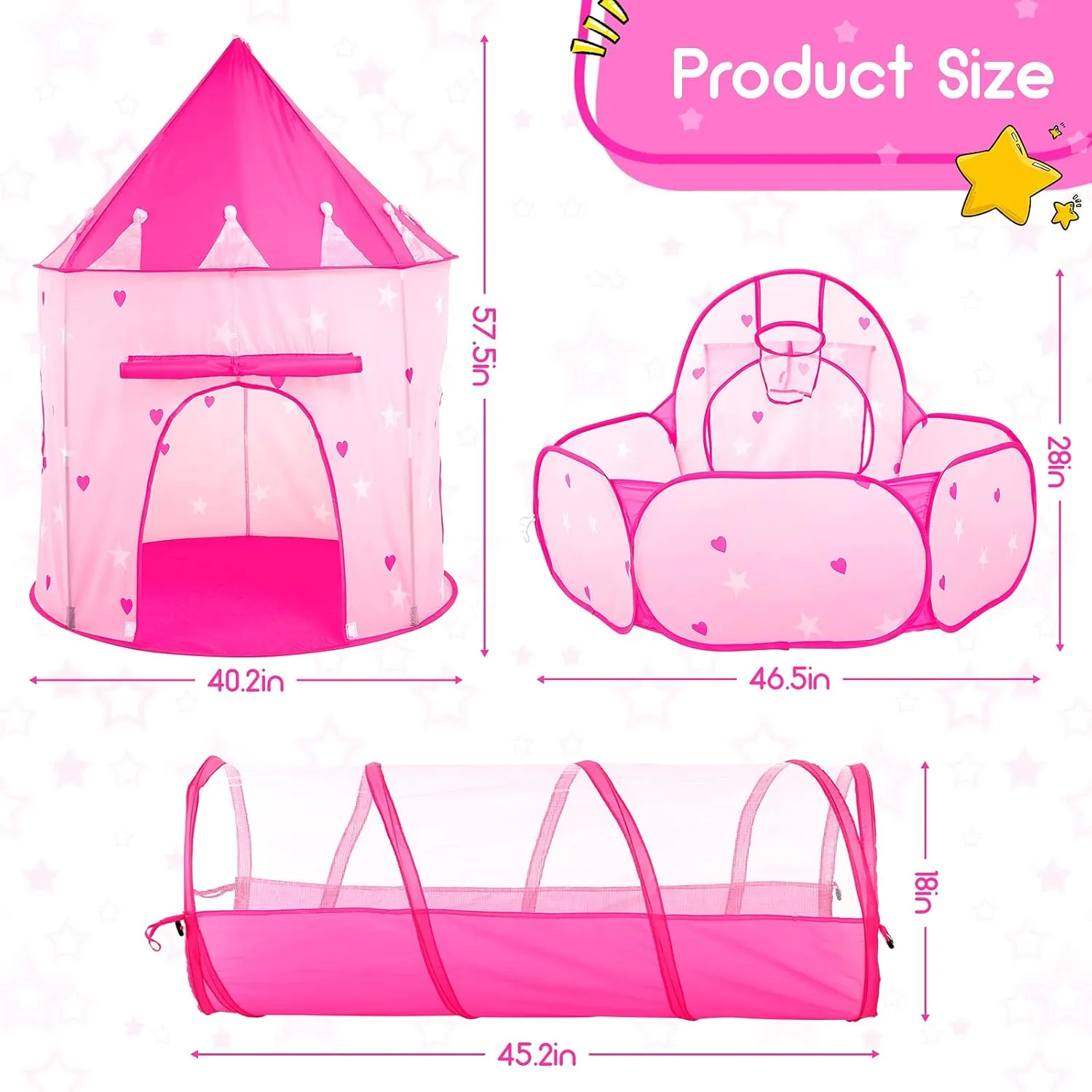 Sumbababy Pop Up Kids Play Tent with Tunnel - Ball Pit for Boys, Girls and Toddlers - 3 in 1 Playhouse Kids Indoor Outdoor Tents Set