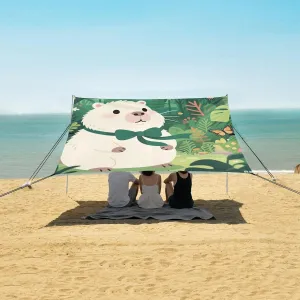 Summer Capybara Play Beach Camping Tent Sun Shelter for Whole Family, Beach Shade Canopy with UPF50  UV Protection,Easy Set Up and Carry,Outdoor Shade for Trips, Fishing, Backyard Fun Picnics