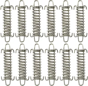 Suwimut 12 Pieces Tent Spring Buckle, Windproof Stainless Steel Rope Tensioner Awning Fixed Hook Buckle, Heavy Duty Tension Springs for Outdoor Camping, Dog Chain, Swing, Hammock Chair, Punching Bag