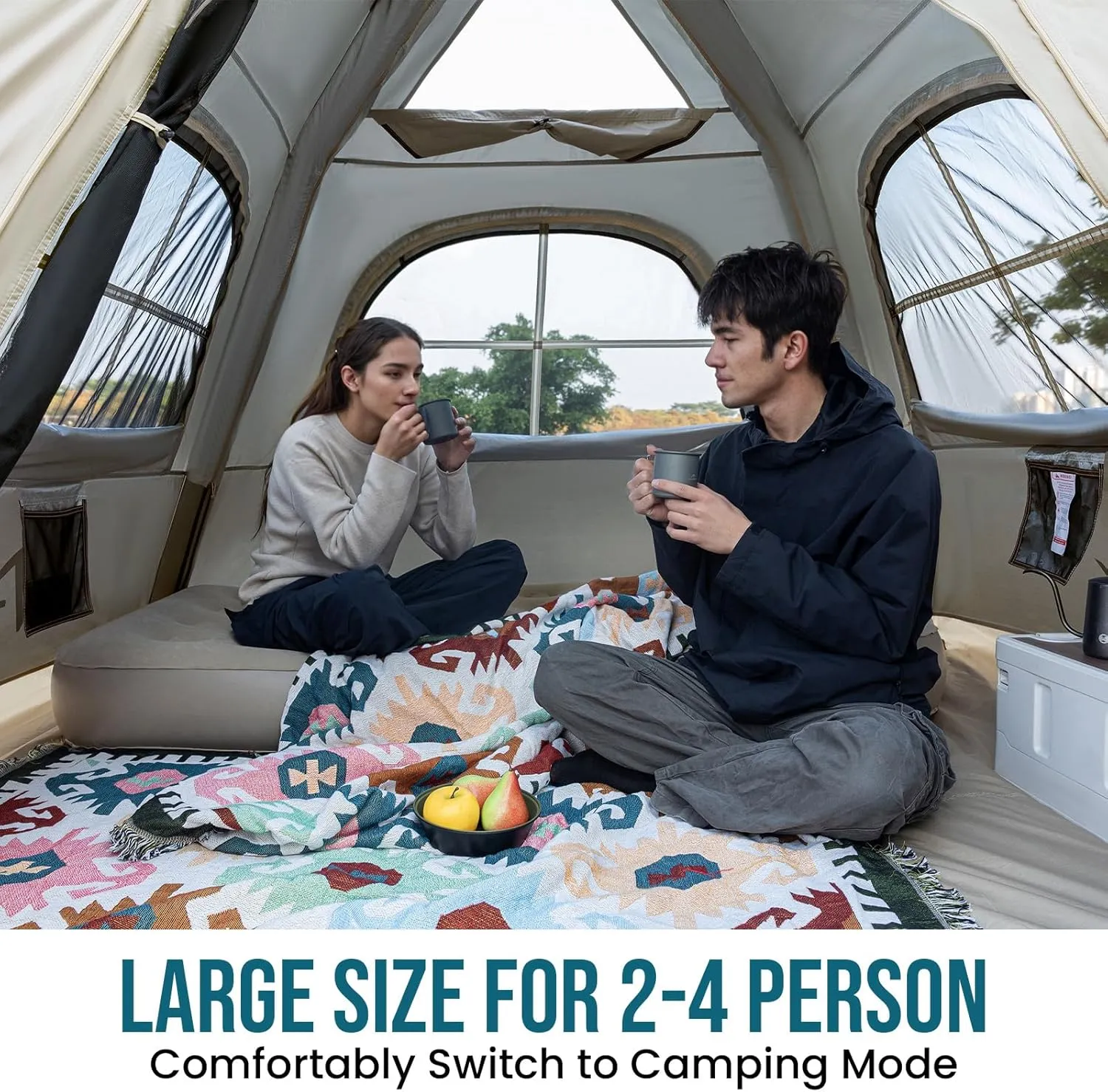 TAILI Inflatable Blow Up Tent for Camping with Hand Pump for 2/4/6/8 Person, Easy Setup Outdoor Inflatable Oxford Waterproof Air Tent House for Family Camping Adult
