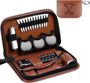 Talltalk Father's Day Golf Gifts for Dad Men Husband Best Dad by Par Themed Golf Accessories Set Kit with Bag Case Rangefinder Tees Brush Multifunctional Divot Knife Scorer Ball Clamp