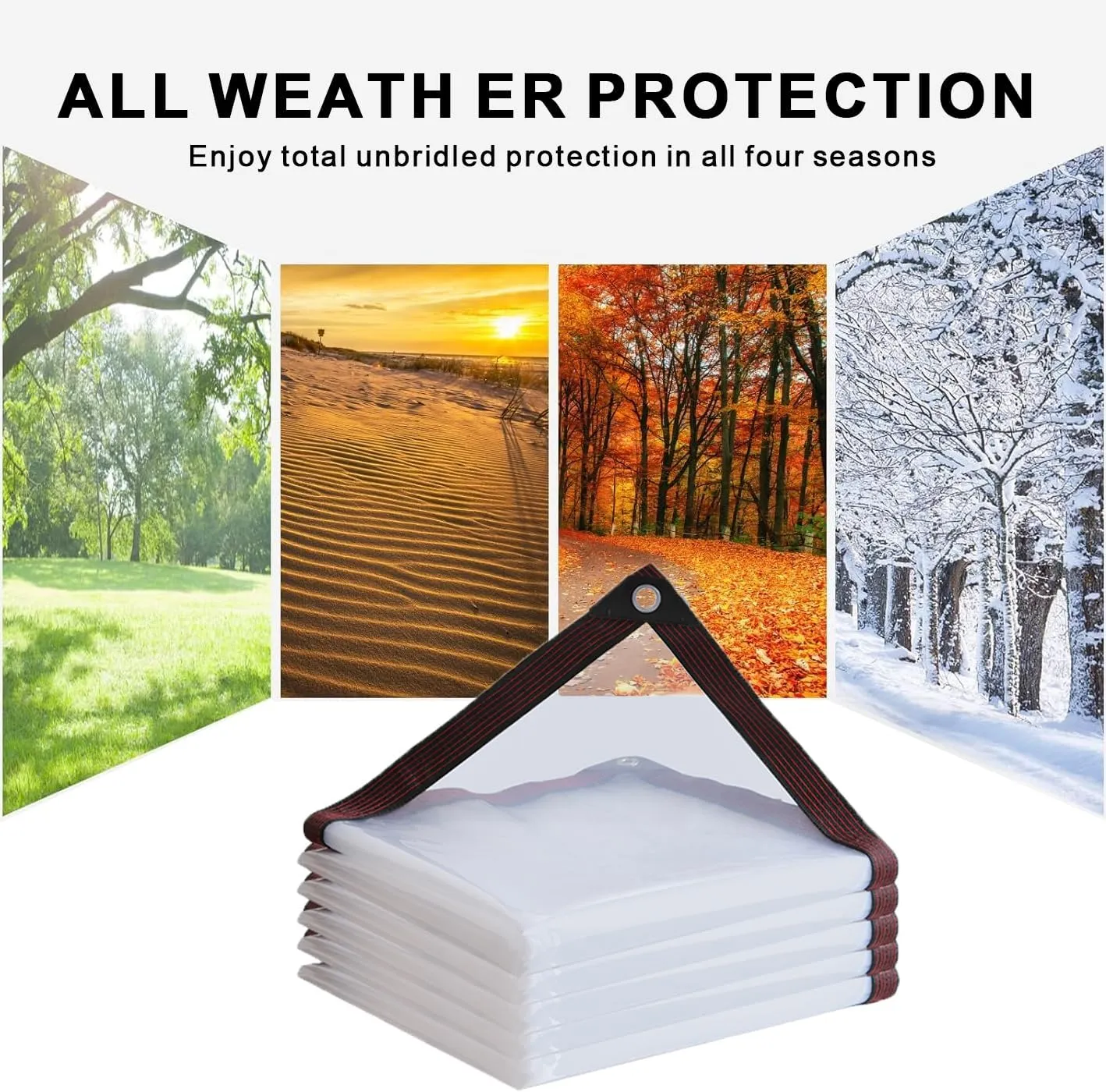 Tarp Waterproof - Clear Tarps 7X12FT with Grommets, Clear Vinyl Patio Enclosure Plastic for Windows Winter Outdoor Plant Garden Chicken Coop Porch Gazebo Lonas