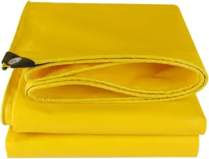 Tarpaulin Waterproof Heavy Duty Rainproof Canvas Sunscreen PVC Mesh Metal Ring Hole with Free Rope Outdoor Open-air Warehouse Tents, 15 Sizes (Color : Yellow, Size : 5X8m)