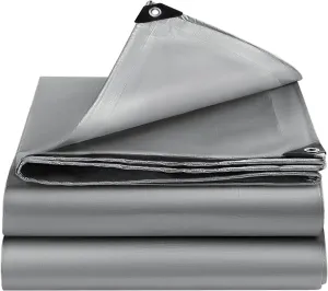 Tarps Heavy Duty Waterproof 10x12 FT,Sliver 12 Mil Large Tarps with Grommets and Reinforced Edges,UV Resistant,Tear&Fade Resistant,Finished Size Cover for Outdoors Patio,Pool,Boat,Roof,Camping,10*12FT
