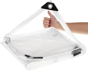 Tarps Heavy Duty Waterproof 6x8, 13.5 Mil Clear Tarpaulin with Grommets and Cable Tie, Camping, Outdoor, Patio, Rain or Sun Shelter, Cars, Tarpaulin Home Garden Outdoor Use (6x8 FT/1.9x2.5 M)