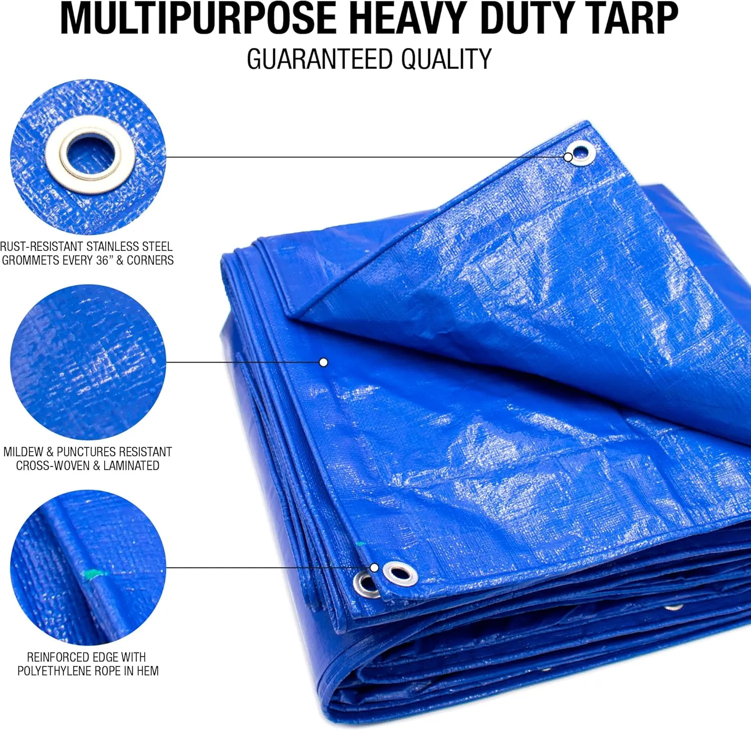 Tarps Multi-Purpose Waterproof 20x30 - All Purpose 5 MIL Tarp - High Durability 20x30 Tarp - Construction, Rain Shelter, Outdoor Cover and Camping Use