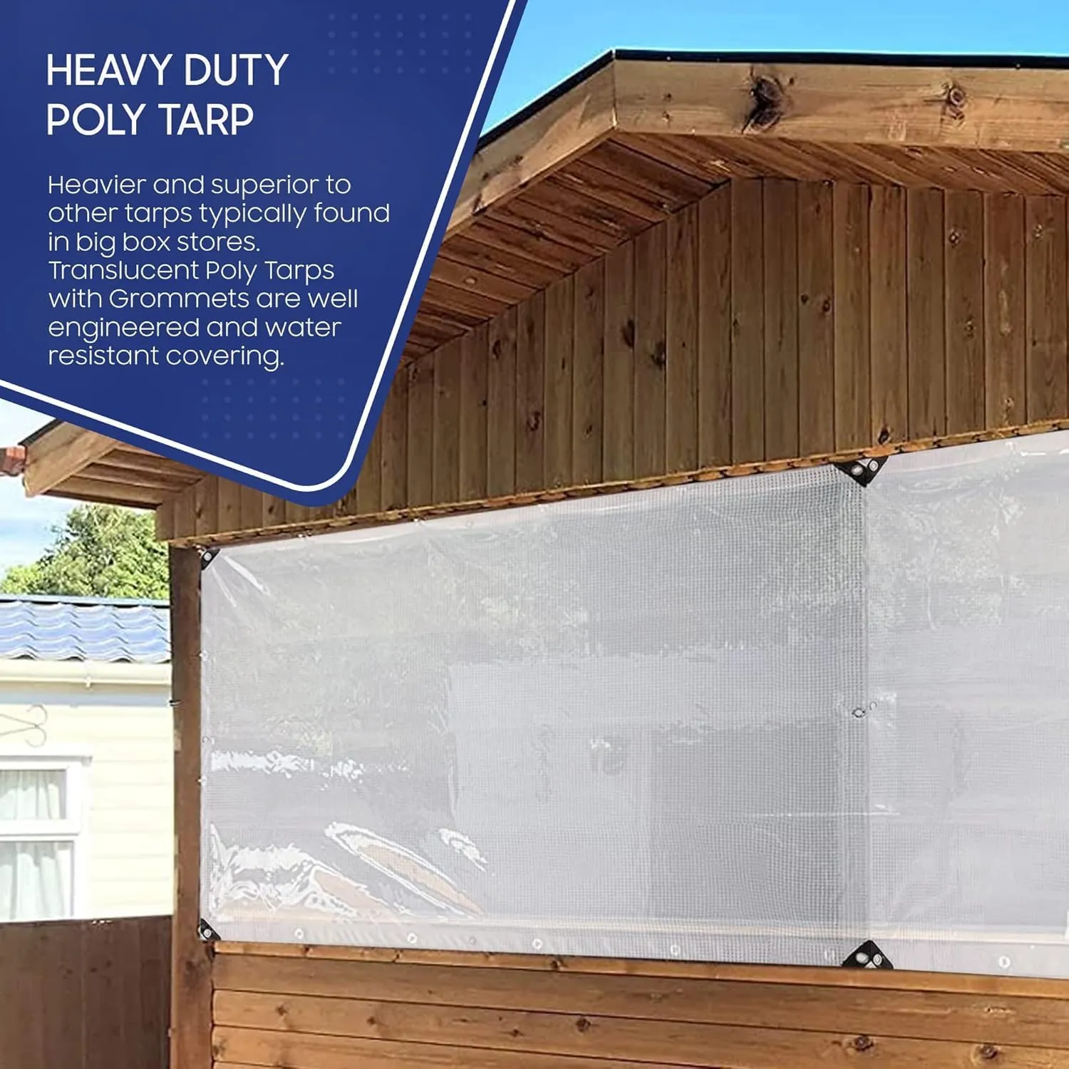 Tarps Now 10x20 Feet Translucent Poly Tarp |12 MIL Heavy Duty Waterproof Cover |Tear Proof Plastic Tarp with Rustproof Aluminum Grommets & Reinforced Edges |Ideal for Roof, Landscaping-Clear & White