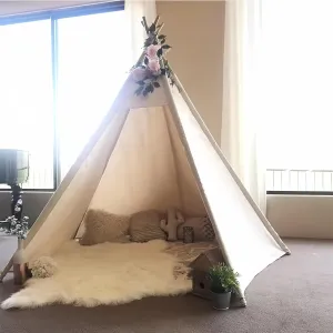 Teepee for Adults, Huge Teepee, Tent Picnic, Large Tall, Wedding Tent, 5 Sides Wide Open Front Teepee Without Door Flaps, Beach Tent （White）