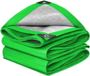 TEidea Heavy Duty Tarp Large PE Waterproof Tarpaulin Green Tarpaulin UV and Tear Resistant Multipurpose Camping Tarp Outdoor Furniture Cover(Size:3x8m)