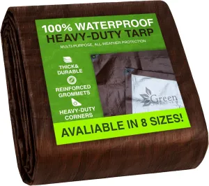 Tent Footprints Tarp Cover Brown/Silver Heavy Duty Thick Material Water Proof Tear Proof UV Resistant Reinforced Edges for Camping Boat Tent RV or Pool Cover 16x20