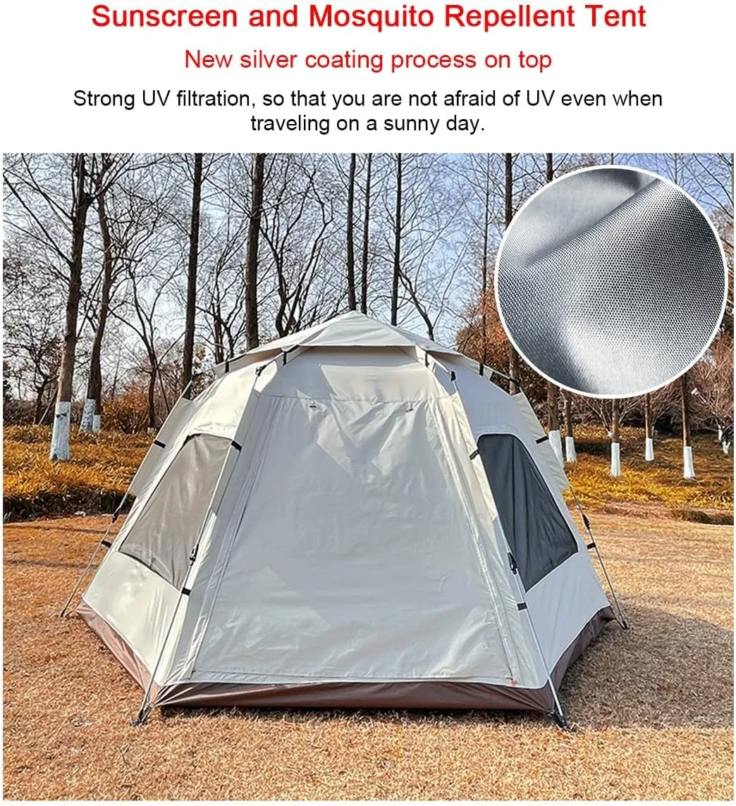 Tent for 5 6 7 Person Family Tent Garden Sun Shelter Tents for Camping,Automated and Instant Setup Tent for Family,6 Mesh Windows Ventilation,Waterproof Outdoor Layer, Without, Green