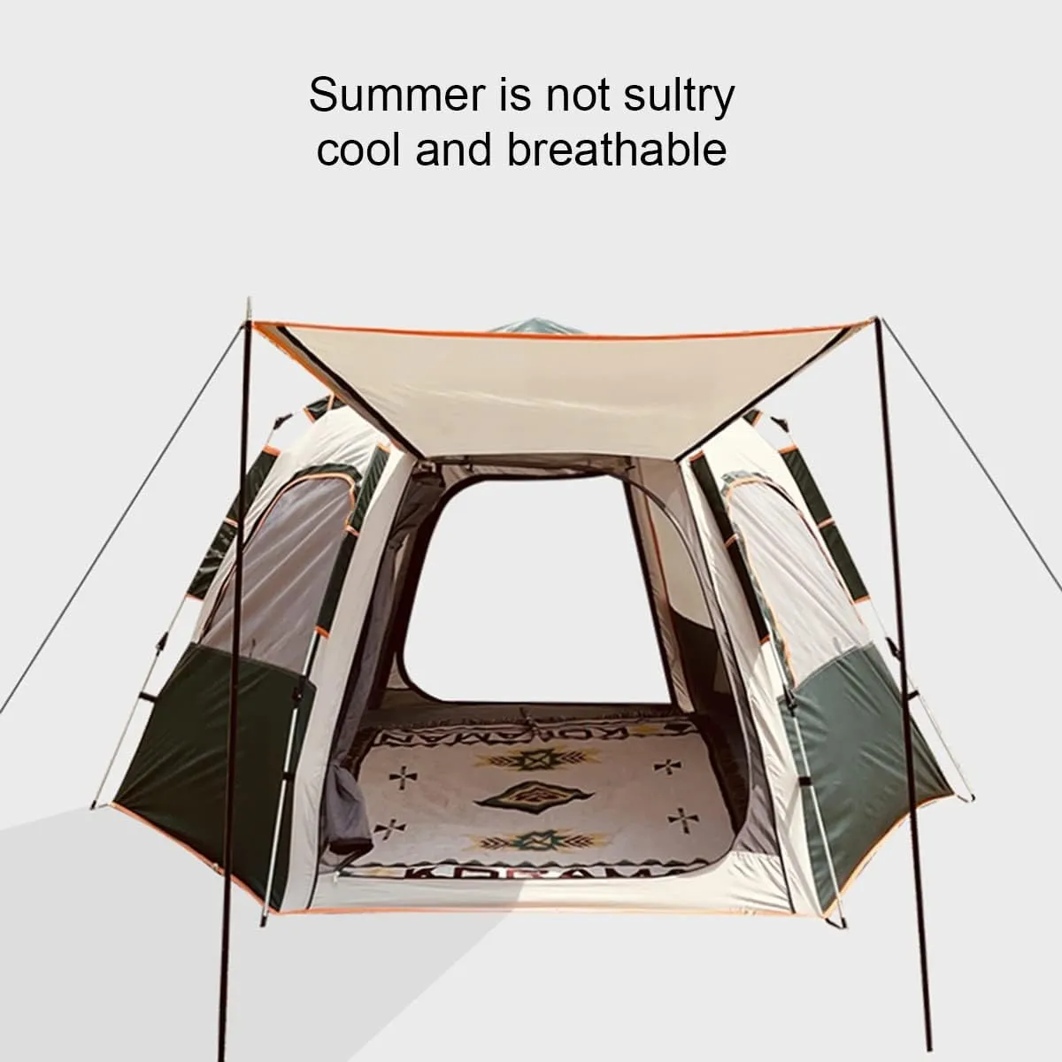 Tent for 5 6 7 Person Family Tent Garden Sun Shelter Tents for Camping,Automated and Instant Setup Tent for Family,6 Mesh Windows Ventilation,Waterproof Outdoor Layer, Without, Green