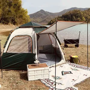Tent for 5 6 7 Person Family Tent Garden Sun Shelter Tents for Camping,Automated and Instant Setup Tent for Family,6 Mesh Windows Ventilation,Waterproof Outdoor Layer, Without, Green