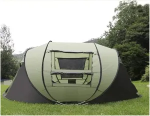 Tent One-Key Quick-Open Full-Automatic Tent Outdoor Quick-Open 3-4 People Thick Rainproof Single Outdoor Camping Camping Tent Outdoor Family Tent (Color : Yellow) (Green)