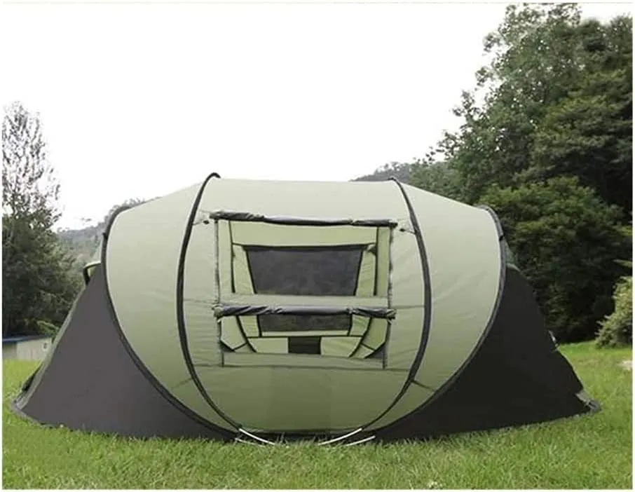 Tent One-Key Quick-Open Full-Automatic Tent Outdoor Quick-Open 3-4 People Thick Rainproof Single Outdoor Camping Camping Tent Outdoor Family Tent (Color : Yellow) (Green)