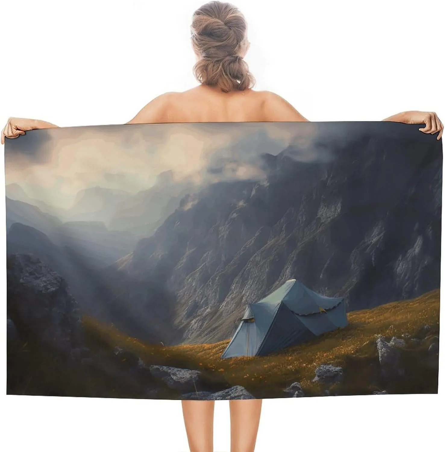 Tent Set Up Beach Towel Sand Free Quick Dry Travel Towel Oversized Bath Towel Absorbent Soft Bathroom Towel Swim Pool Towel for Women Men 31 X 51 Inch
