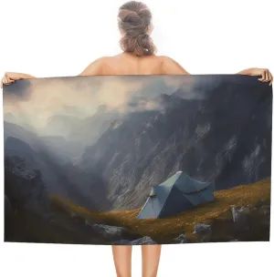 Tent Set Up Beach Towel Sand Free Quick Dry Travel Towel Oversized Bath Towel Absorbent Soft Bathroom Towel Swim Pool Towel for Women Men 31 X 51 Inch