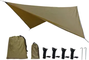 Tent Tarp, Hammock Camping Tarp Rain Fly, Water Prevention Camping Tarps Tent, Footprint Lightweight Tarps, for Outdoor Awning Hiking Beach Backpacking (Camel)