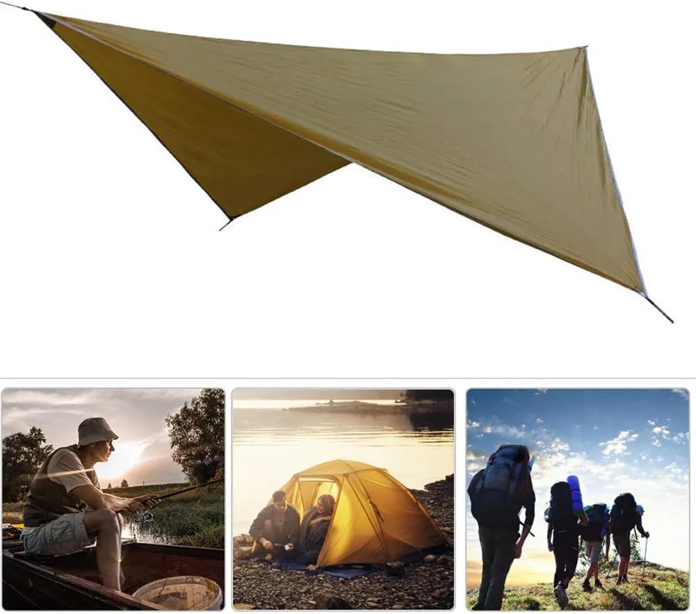 Tent Tarp, Hammock Camping Tarp Rain Fly, Water Prevention Camping Tarps Tent, Footprint Lightweight Tarps, for Outdoor Awning Hiking Beach Backpacking (Camel)