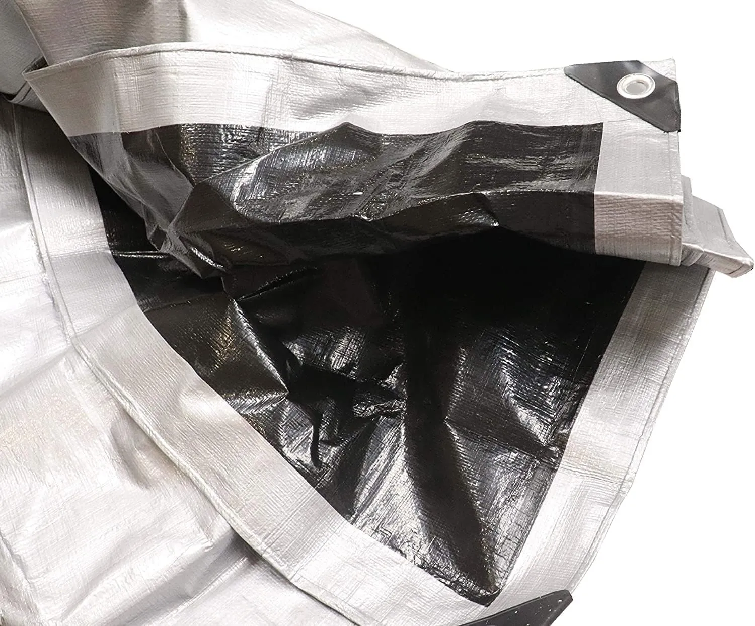 Tent Tarp, Waterproof, Heavy Duty Cover for Swimming Pool, Camping, Truck, Car, Tents, Roof, Boat or Furniture, UV and Tear Resistant, Indoor/Outdoor Silver and Black Tarp, 25' x 40'