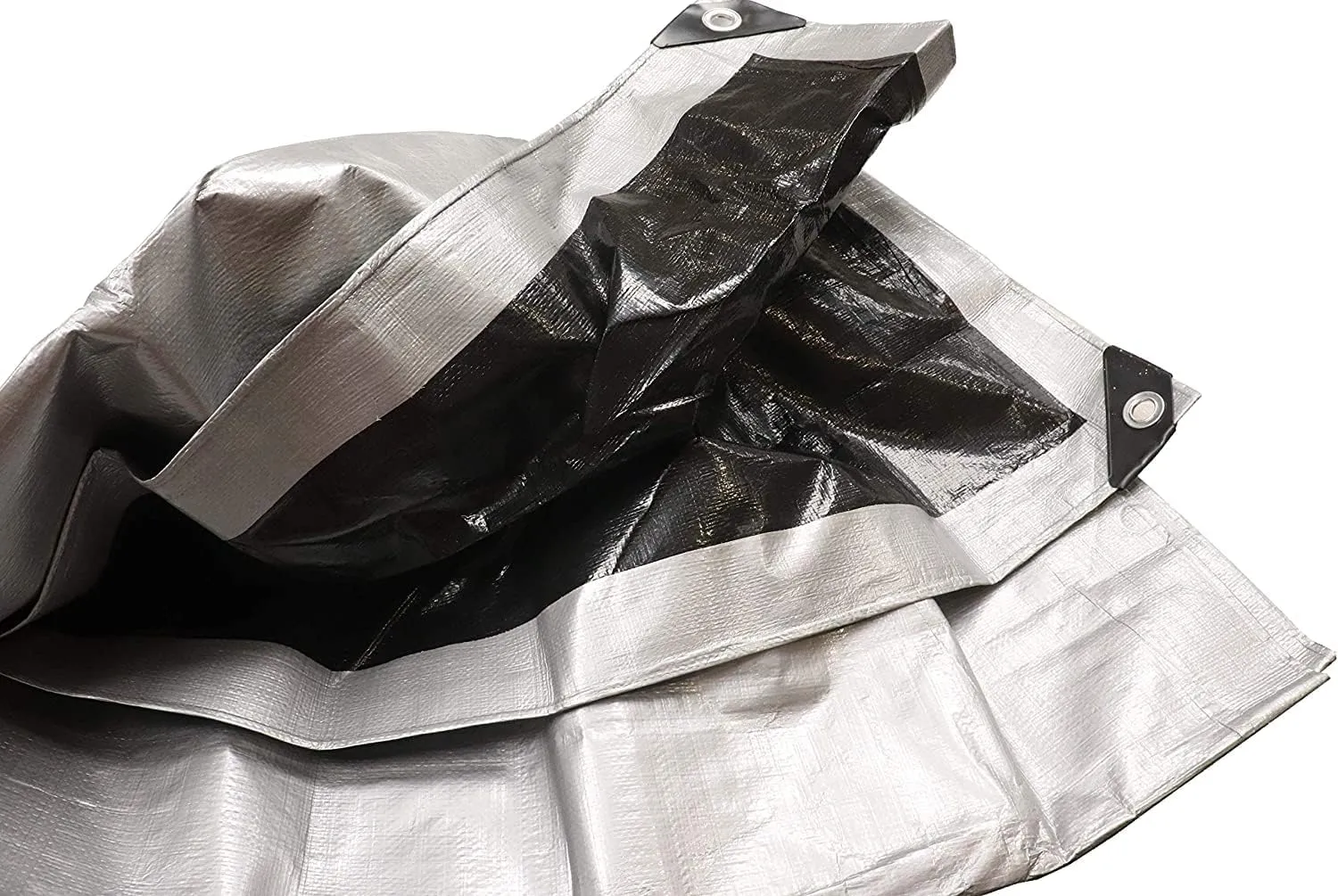 Tent Tarp, Waterproof, Heavy Duty Cover for Swimming Pool, Camping, Truck, Car, Tents, Roof, Boat or Furniture, UV and Tear Resistant, Indoor/Outdoor Silver and Black Tarp, 25' x 40'