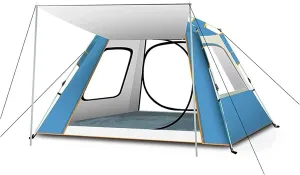 Tent,Camping Waterproof pop-up Family Camping rain-ProofPortable Even Cabin Color:Blue,Size:240x240x155cm