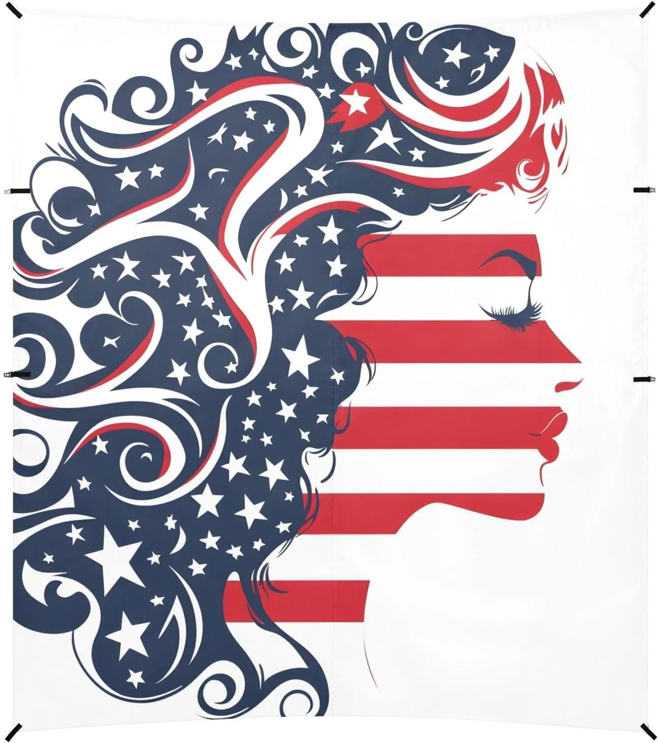 Tents Beach Tent with Sand Anchor, Girl Hair America Flag Women Portable Canopy Sunshade - 9' x 10' - Sandbags & Reinforced Corners & Stability Poles Sun Shelter Outdoor Camping
