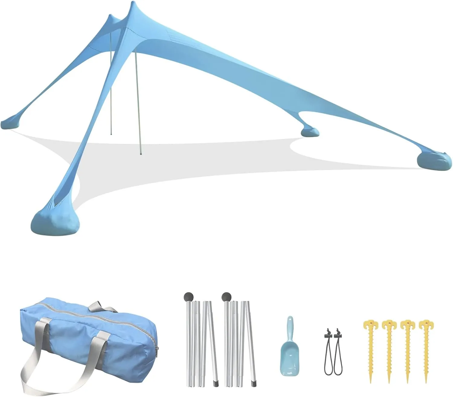 Tents Beach Tent with Sand Anchor, Portable Canopy Sunshade - 2.1m x 2.1m - Reinforced Corners, Camping Tarp Sun Shelter w/Sand Shovel Carrying Bag,C