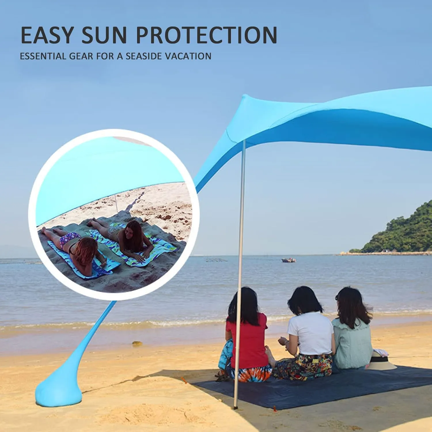 Tents Beach Tent with Sand Anchor, Portable Canopy Sunshade, Camping Tarp Sun Shelter, for Camping Trips Fishing Backyard Parks Picnics,A