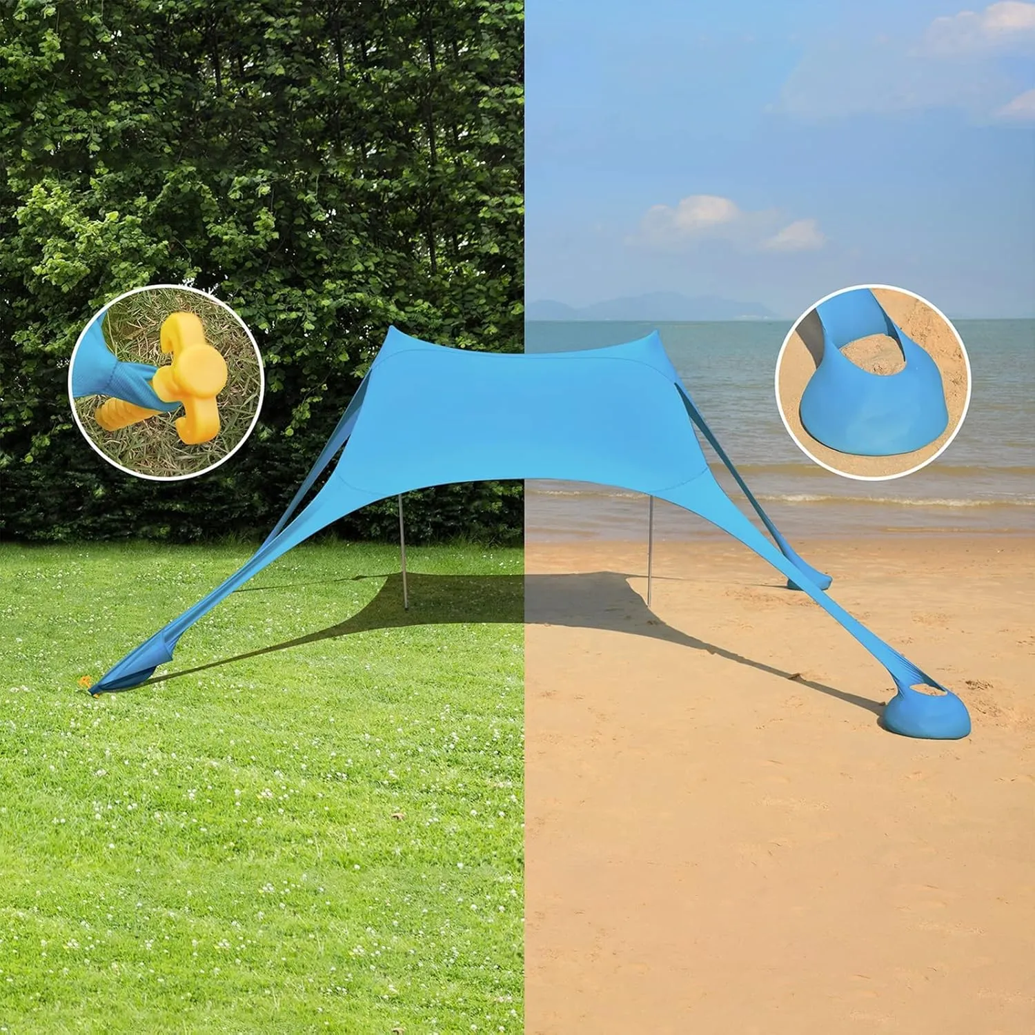 Tents Beach Tent with Sand Anchor, Portable Canopy Sunshade, Camping Tarp Sun Shelter, for Camping Trips Fishing Backyard Parks Picnics,A