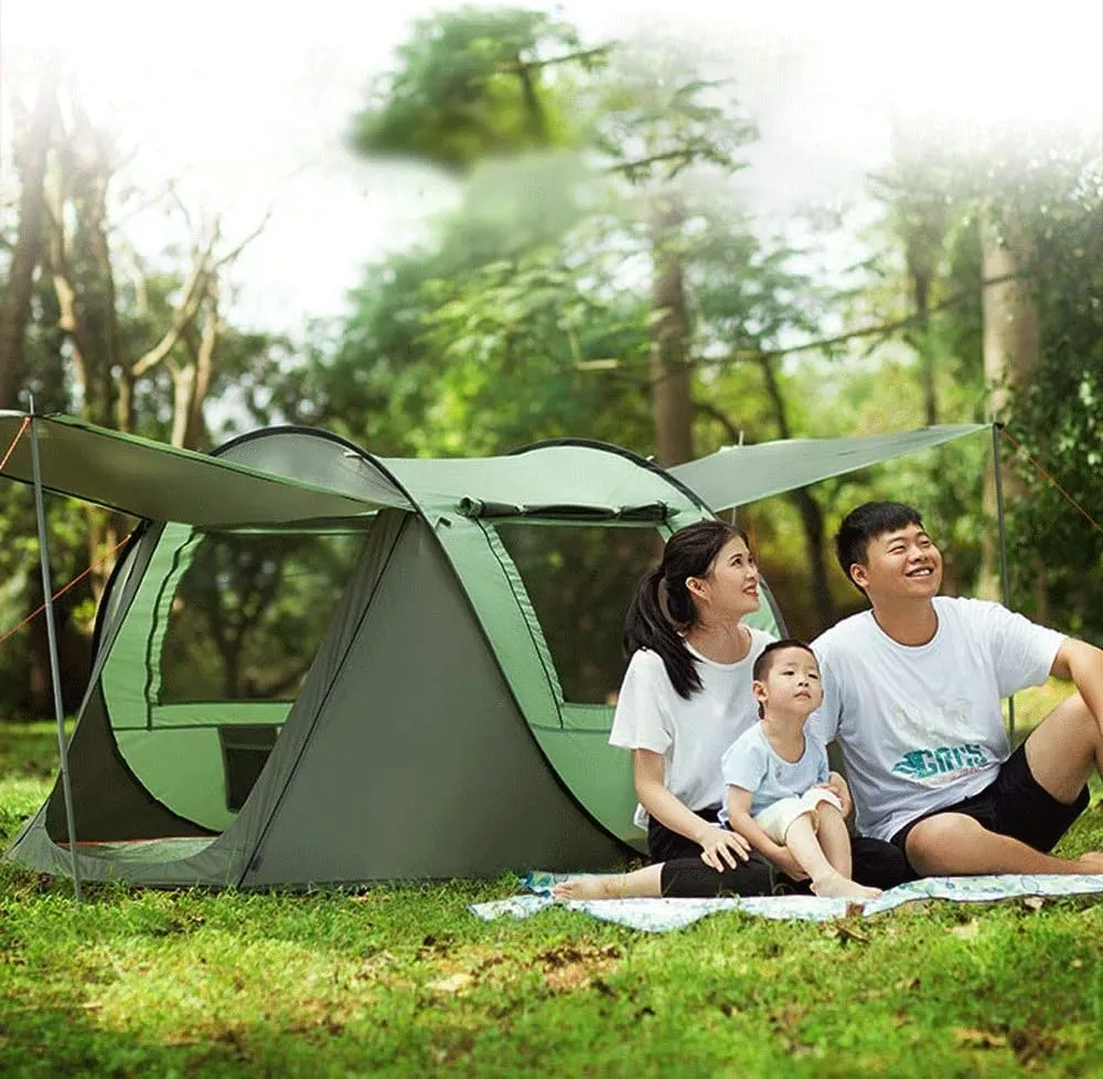 Tents for Camping 3-4 Person Pop up Tent, Waterproof Tent, 2 Big Doors and 2 Roof Vents, 4 Ventilated Mesh Windows, Instant Tent for Family, Camping (Brass One Size)
