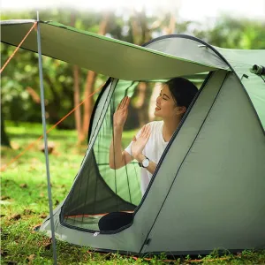 Tents for Camping 3-4 Person Pop up Tent, Waterproof Tent, 2 Big Doors and 2 Roof Vents, 4 Ventilated Mesh Windows, Instant Tent for Family, Camping (Brass One Size)
