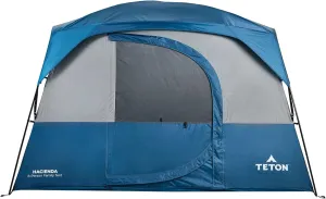 Teton Hacienda 8 Person Family Camping Tent, Large Gear Loft and 4 Storage Pockets, Swinging Door Makes it Easy to Access, Full Mesh Roof, Waterproof Rainfly