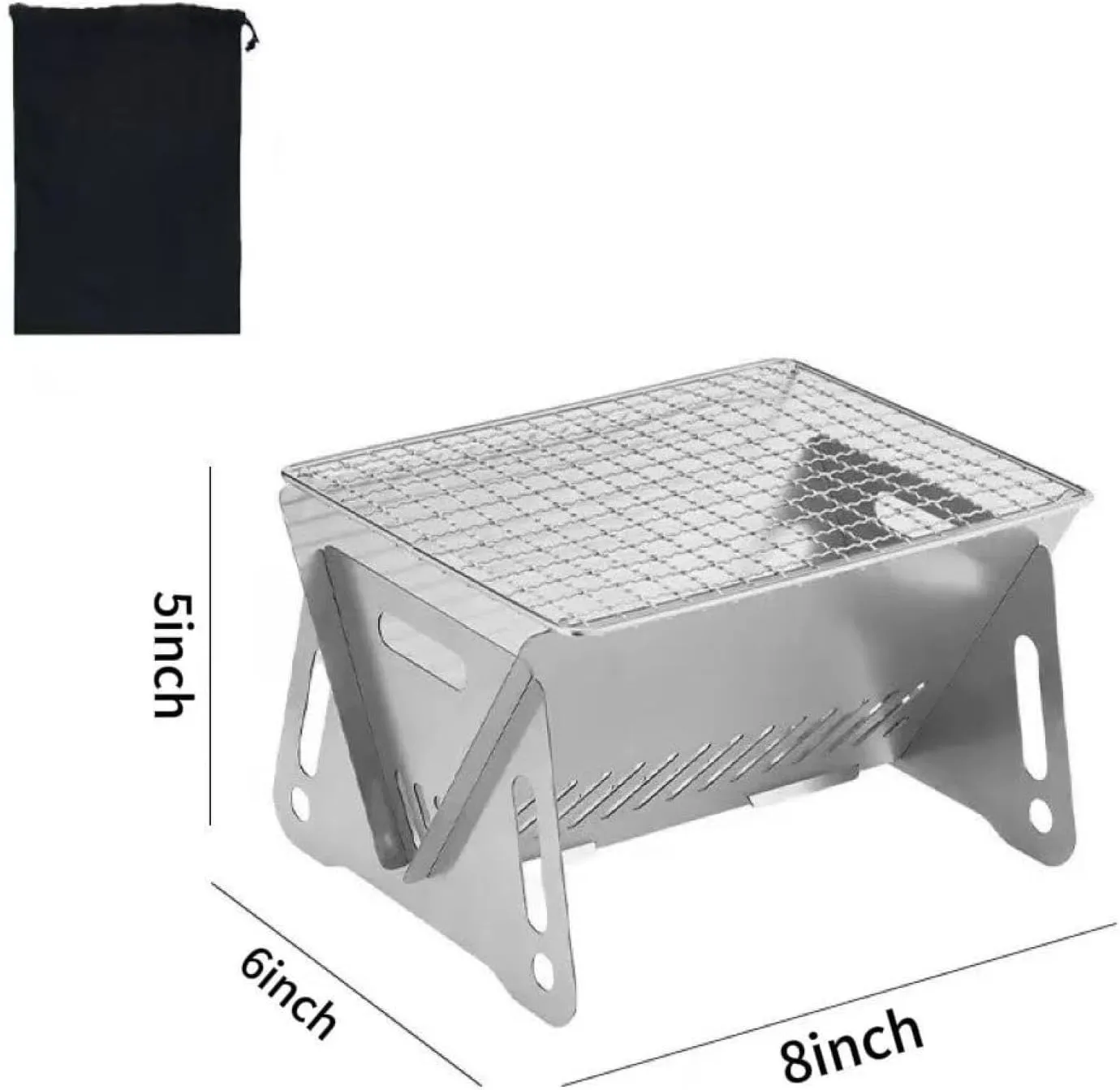 the Ultimate Outdoor Folding Grill: Heat-resistant Stainless Steel, Foldable Charcoal Grill with Ventilation Holes - the Perfect Camping Stove for Adventure Lovers!