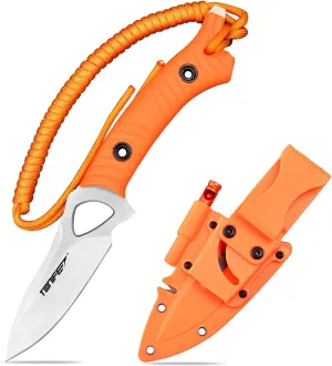TONIFE Explorer Fixed Blade Knife with Sheath 8Cr14moV Multifunctional Survival Knife Blade with Fiberglass Reinforced Nylon Handle for Outdoor EDC Knife