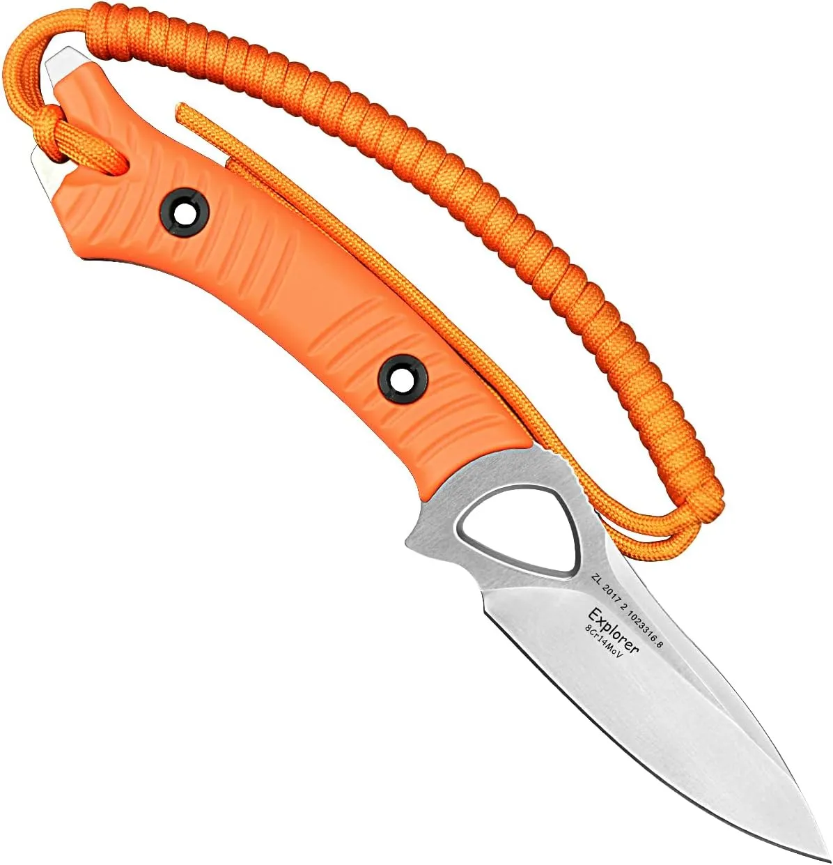 TONIFE Explorer Fixed Blade Knife with Sheath 8Cr14moV Multifunctional Survival Knife Blade with Fiberglass Reinforced Nylon Handle for Outdoor EDC Knife