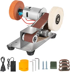 TOOVEM Mini Belt Sander-15 Degree Belt Grinder, Electric Belt Sander Polishing, Multifunctional Electric Knife and Tool Sharpener for Metal Working, Knife Making and DIY Woodworking