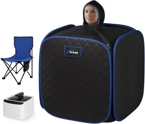 TOREAD Portable Folding Steam Sauna with 1000W&2.6L steam Generator, Personal Sauna Tent for Relaxation, Fast Heating in 6 Min, with Remote Control, Black