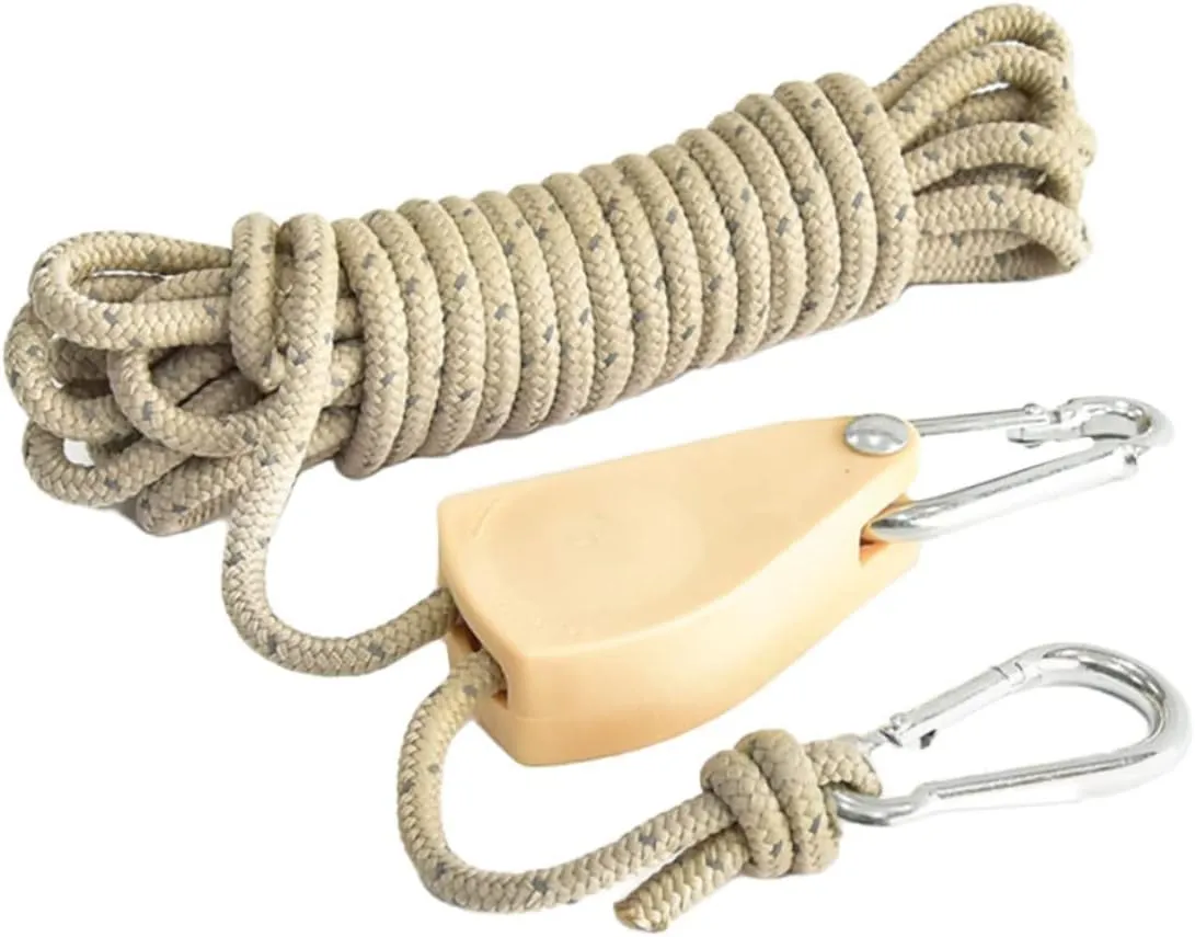 Totority Outdoor Camping Tent Rope Heavy-Duty Reflective Guy Line Pulley Tensioner for Secure Setup Cord for Hiking and Backpacking Portable and Windproof
