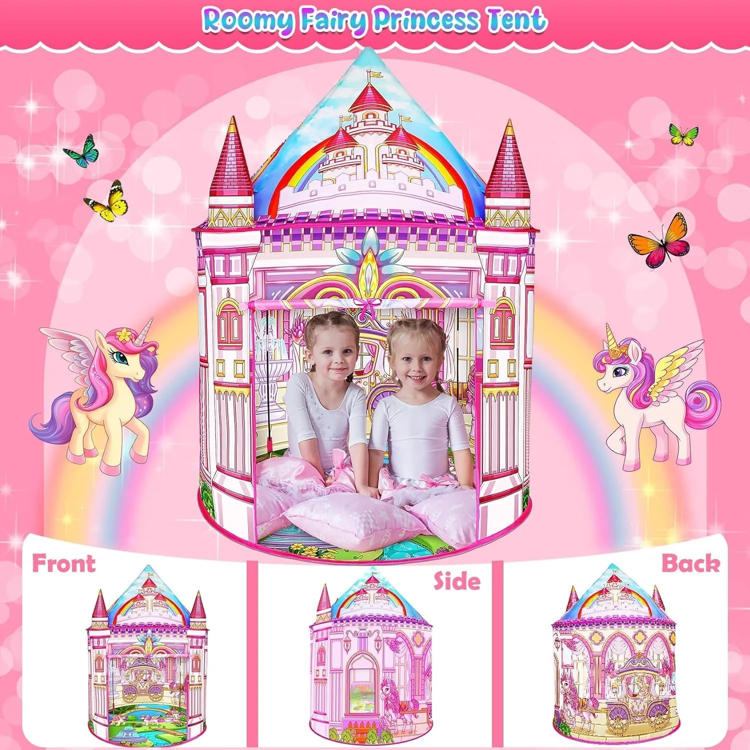 Toys for Girls,Large Kids Tent Toddler Girl Toys,Foldable Tent for Kids with Carry Bag Indoor Playhouses,Princess Toys for 3-12 Year Old Girls Castle Playhouse Unicorns Gifts for Girls
