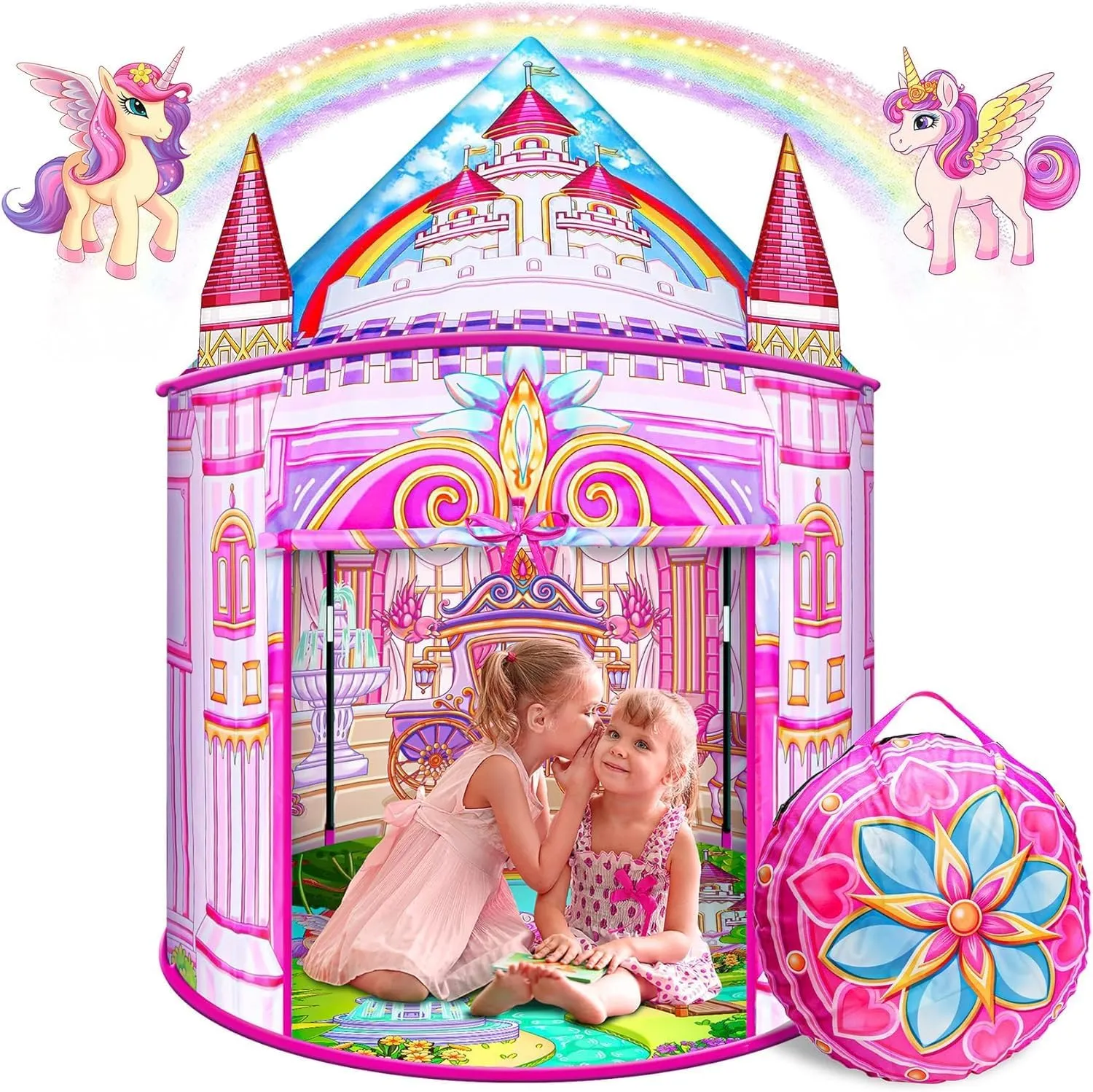 Toys for Girls,Large Kids Tent Toddler Girl Toys,Foldable Tent for Kids with Carry Bag Indoor Playhouses,Princess Toys for 3-12 Year Old Girls Castle Playhouse Unicorns Gifts for Girls