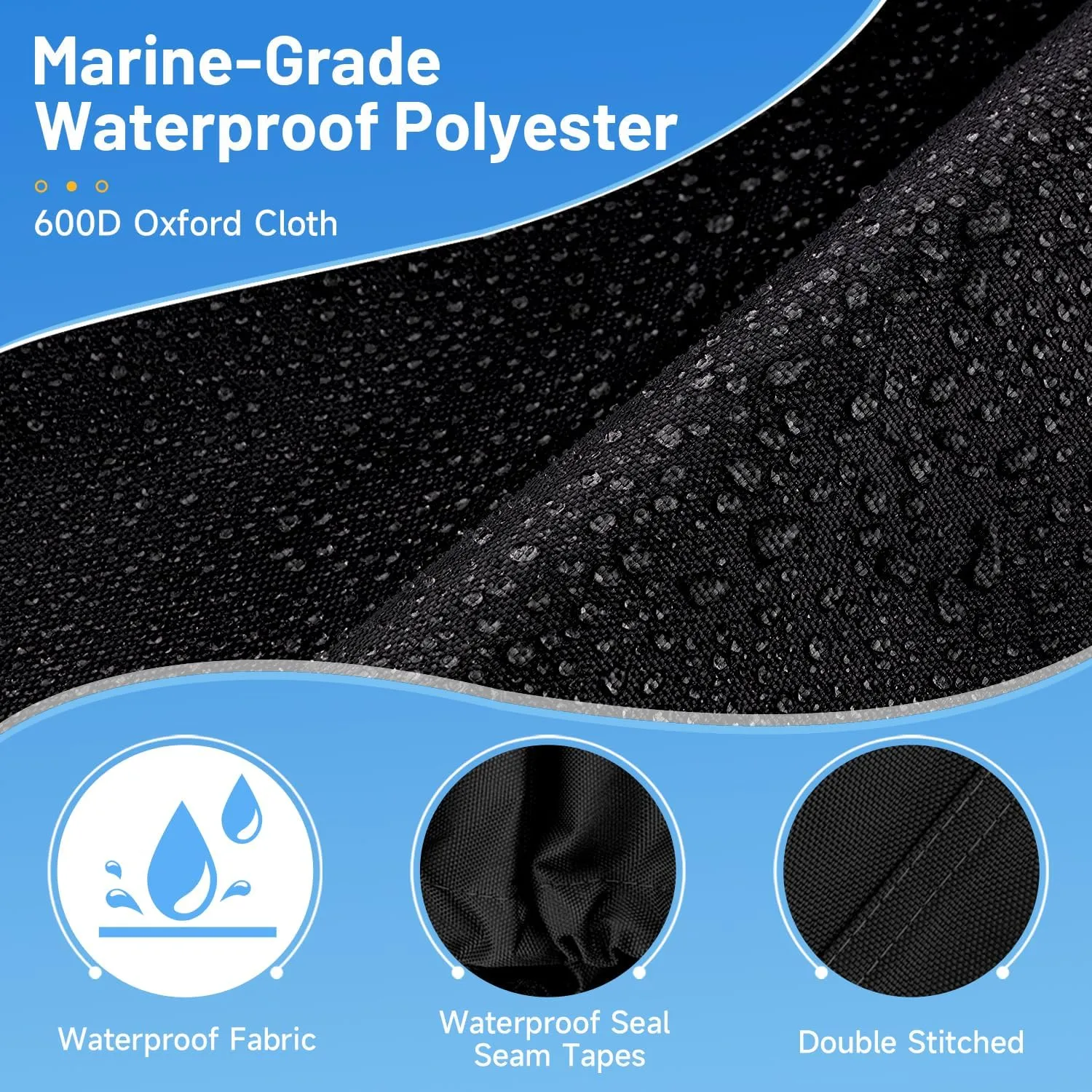 Trailerable Boat Cover, 20'- 22' Heavy Duty 600D Waterproof Tarp Covers with Storage Bag, Marine Grade Polyester Canvas, Fits 20-22ft Bass Boat, V-Hull, Tri-Hull, Runabout Bowrider Boat (Black)