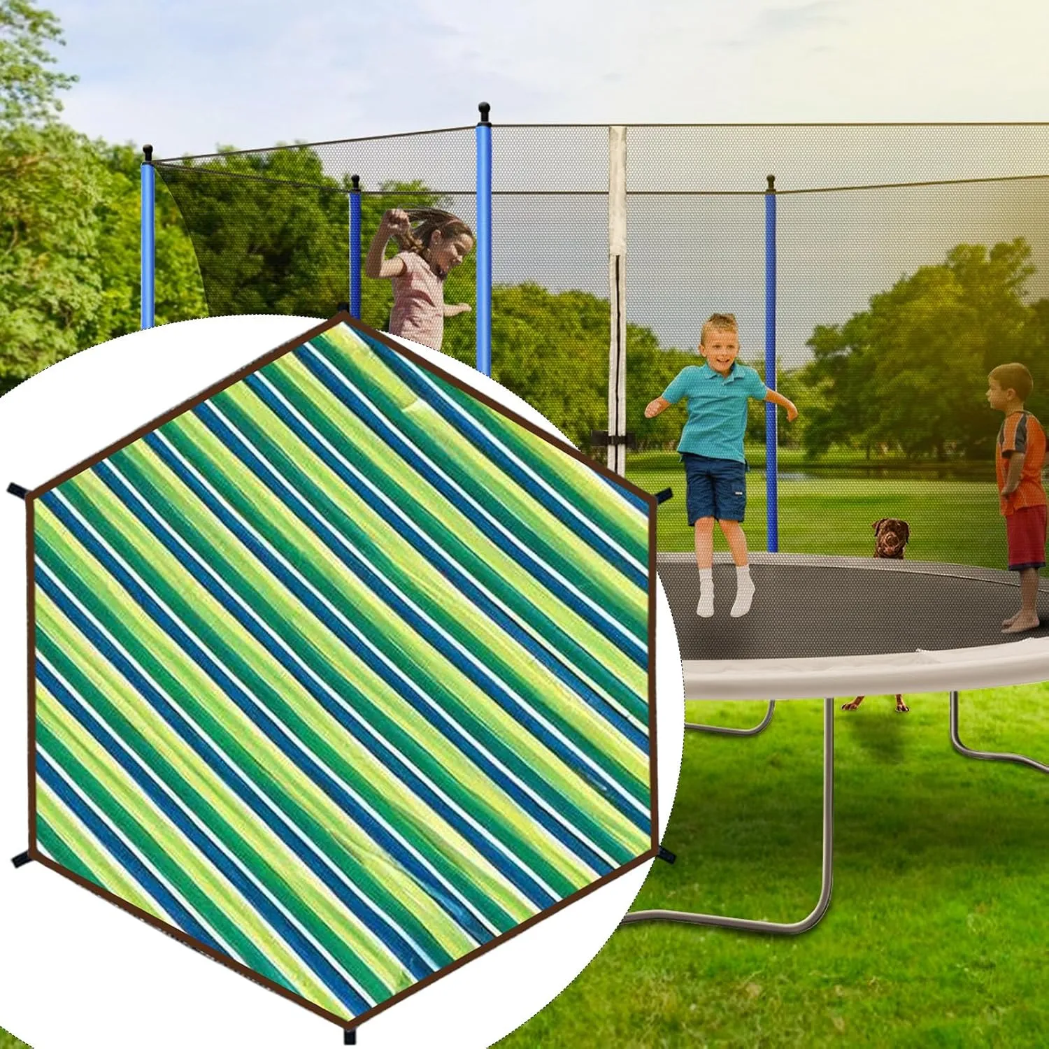 Trampoline Cover, Waterproof UV Protection Trampoline Tent Cover, Anti-Slip, Tear-Resistant, Group Entertainment for Outdoor Backyard Garden Use