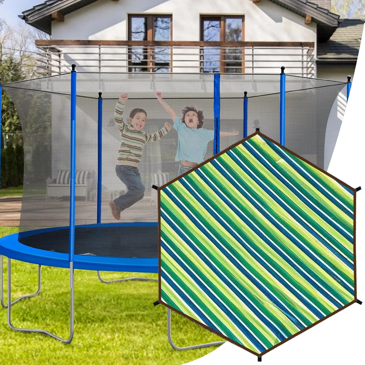 Trampoline Cover, Waterproof UV Protection Trampoline Tent Cover, Anti-Slip, Tear-Resistant, Group Entertainment for Outdoor Backyard Garden Use