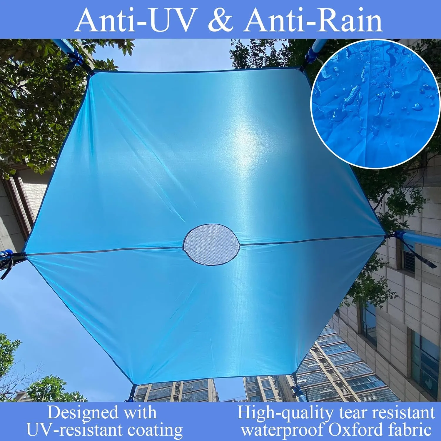 Trampoline Shade Cover for 8ft-16ft Round Outdoor Trampoline, Anti-UV Trampoline Cover(14FT, 8 Poles)