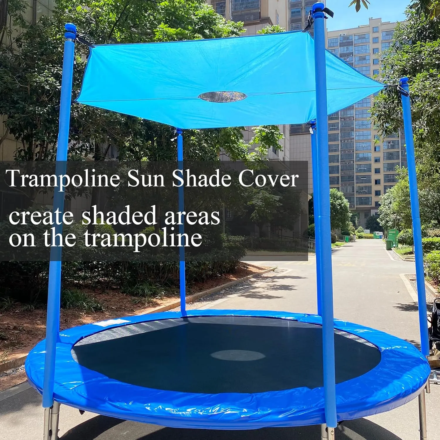 Trampoline Shade Cover for 8ft-16ft Round Outdoor Trampoline, Anti-UV Trampoline Cover(14FT, 8 Poles)