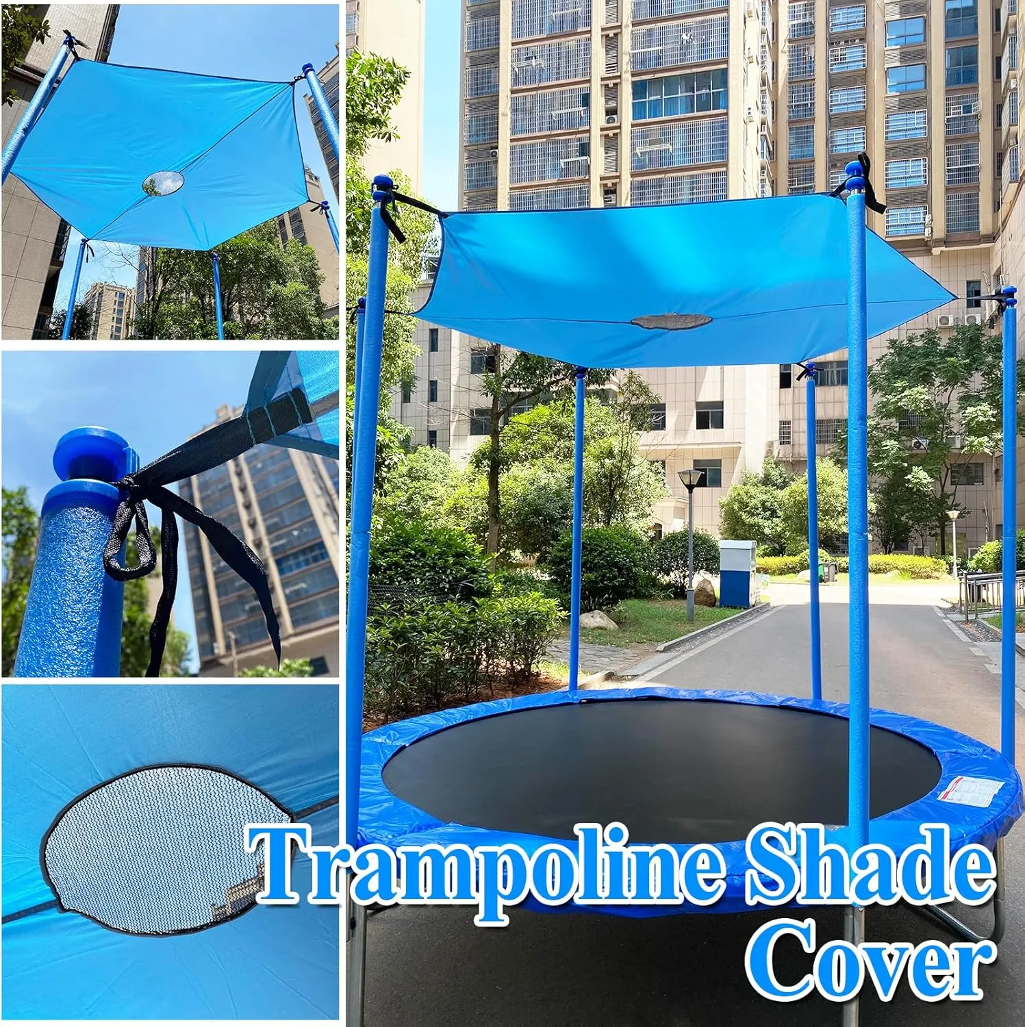 Trampoline Shade Cover for 8ft-16ft Round Outdoor Trampoline, Anti-UV Trampoline Cover(14FT, 8 Poles)